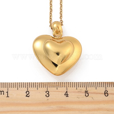 201 ожерелье из нержавеющей стали с подвеской в виде сердца для женщин NJEW-Z069-01G-02-1