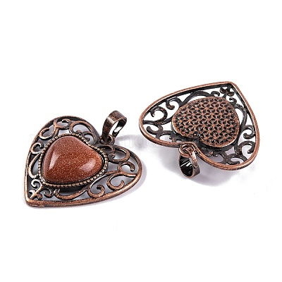 Синтетические золотые камни персиковые подвески в виде сердца любви G-G158-01-17-1