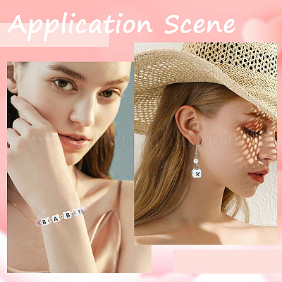 300 шт. акриловые европейские бусины с буквами OACR-SC0001-70B-1