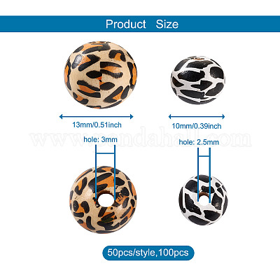 100 шт. 2 печатных узора из натурального дерева WOOD-BY0001-01-1