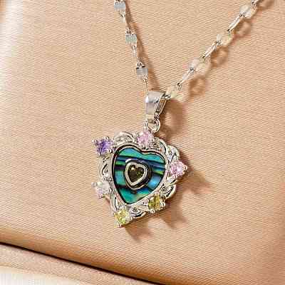 Латунные разноцветные кубические цирконии ожерелья в форме сердца с подвеской PR0180-2-1