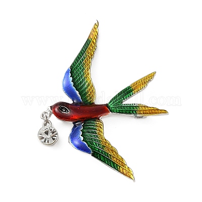 Эмалевые булавки со стразами ласточка/феникс JEWB-G042-01B-P-1