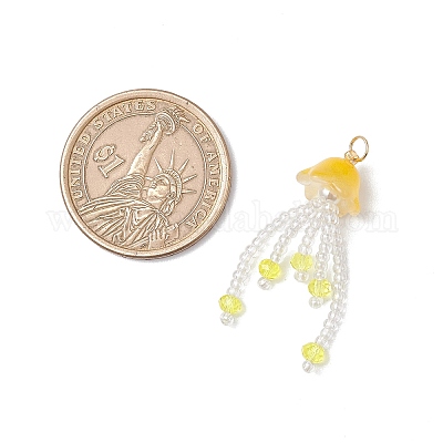 Подвески из стеклянных бусин в виде медуз PALLOY-MZ00707-04-1