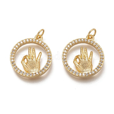 Латунные микропаве прозрачные подвески с фианитом X1-ZIRC-H107-08G-1