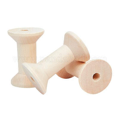  FVIEXE 40PCS Wooden Spools for Crafts, Unfinished Empty Thread  Spool, Wooden Ribbon Spools for Arts DIY Wood Projects, Bobbins for Wire  Weaving (47mm x 30mm)