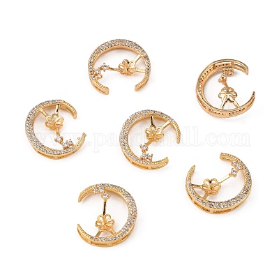 Латунные микропейв прозрачные кубические циркониевые винты с ушками KK-T062-110G-NF-1