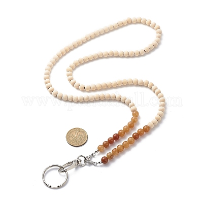 Держатель для карт с шейным ремешком для удостоверения личности из натурального дерева HJEW-JM00784-1