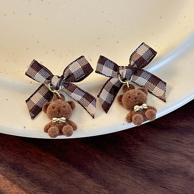 Серьги-гвоздики из сплава с флокированием и полиэстером FS-WG72CDC-02-1