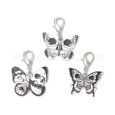 Подвеска в виде черепа бабочки из сплава эмали HJEW-JM03242-1