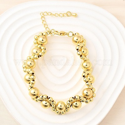 Браслеты из латунных бусин для женщин BJEW-D317-04G-1