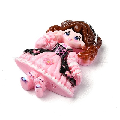 Мультяшные девушки из непрозрачной смолы декодируют кабошоны RESI-S392-01B-05-1