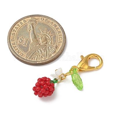 Подвесные украшения из стеклянных бусин в форме яблока HJEW-MZ00354-1