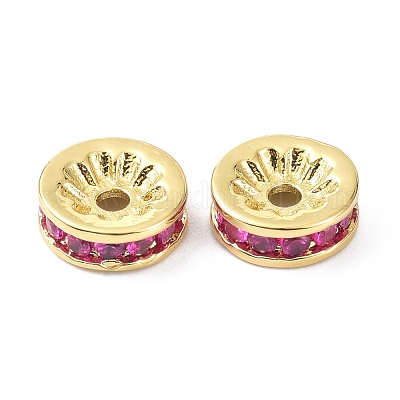 Латунные бусины из кубического циркония цвета фуксии ZIRC-C022-08G-1