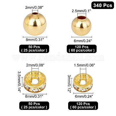 340 шт. латунные и железные разделительные бусины со стразами и латунные разделительные бусины KK-AR0002-35-1