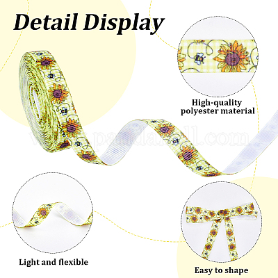 Полиэстеровые ленты с принтом пчел SRIB-WH20020-018A-1