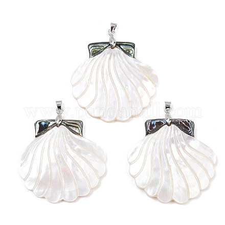 Подвески из натуральной ракушки пауа и резные белые ракушки KK-C135-10A-1