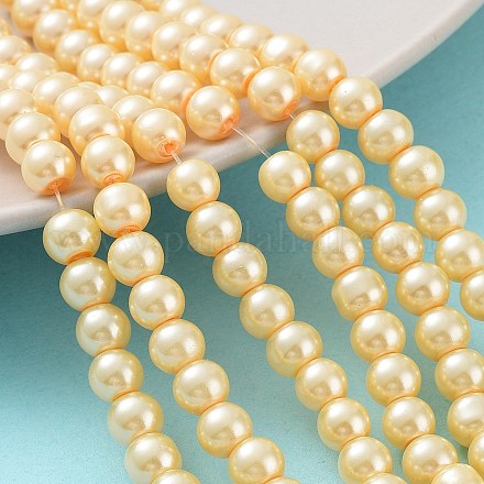 Chapelets de perles rondes en verre peint HY-Q003-6mm-61-1