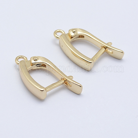 Brass Hoop Earring Findings with Latch Back Closure KK-F728-06G-A-NF-1