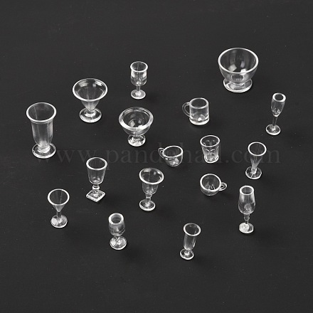 17 шт. Прозрачный пластиковый набор игровых чашек для еды AJEW-K030-08-1