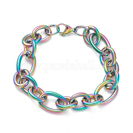 304 Stainless Steel Figaro Chain Bracelets BJEW-E271-05M-1