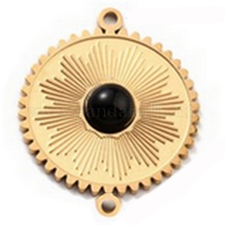 Подвески-коннекторы из натурального окрашенного и нагретого черного агата STAS-E163-24G-1