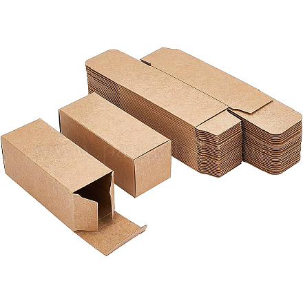 紙の厚紙箱  エッセンシャルオイルパッキングボックス  ギフト用の箱  長方形  砂茶色  9.1x3.7x3.6cm  展開：18.6x7.2x0.1cm CBOX-WH0003-17A-01-1