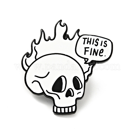 Skull with Fire Halloween Enamel Pin JEWB-G014-E06-1