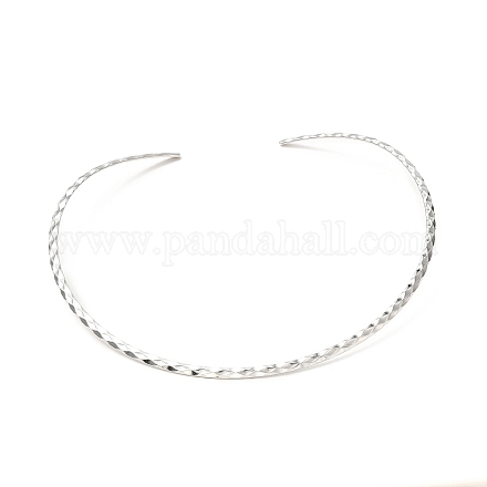 304 Stainless Steel Rhombus Textured Wire Necklace Making MAK-L015-02P-1