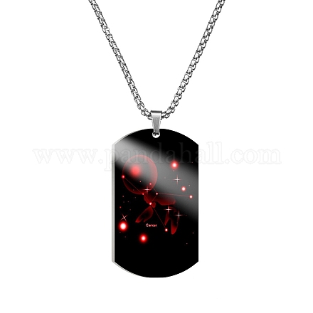 Stainless Steel Constellation Tag Pendant Necklace with Box Chains ZODI-PW0006-01C-1