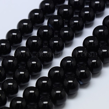 Hebra de cuentas redondas de ónix negro natural X-G-L087-12mm-01-1