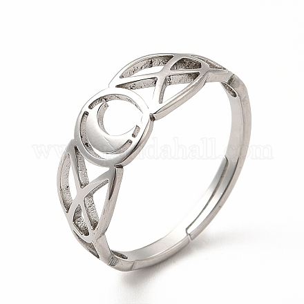 304 anello regolabile a mezzaluna in acciaio inossidabile da donna RJEW-B027-03P-1