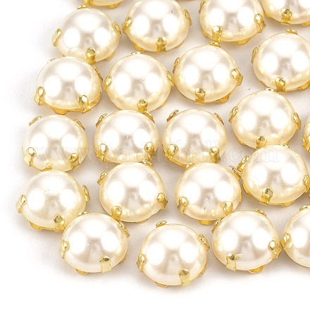 Botones de vástago de imitación de perla de plástico ABS BUTT-T002-5mm-01G-1