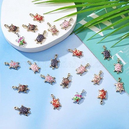 28 Pieces Mixed Colors Turtle Charms Pendant Alloy Turtle Charm Ocean Animal Pendant for Jewelry Necklace Earring Making Crafts JX424A-1
