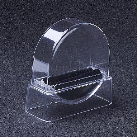 透明な有機ガラスバングルディスプレイ  スポンジと布で  フラットラウンド  ブラック  9.5x9.5x3.9cm BDIS-G005-03A-1