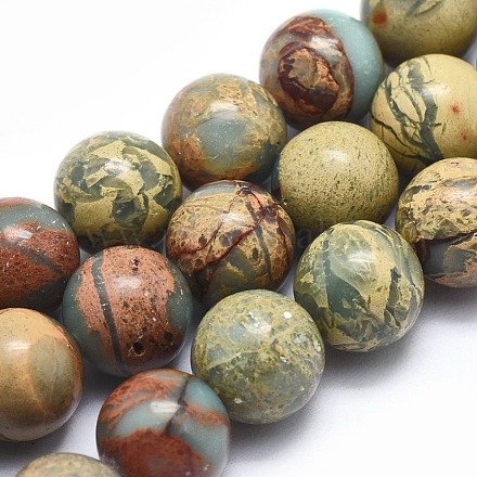 Chapelets de perles en jaspe aqua terra naturel G-N0128-48-10mm-1