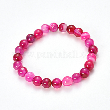 Bracelets extensibles avec perles en agate rayée naturelle/agate bandée BJEW-Q692-03F-1