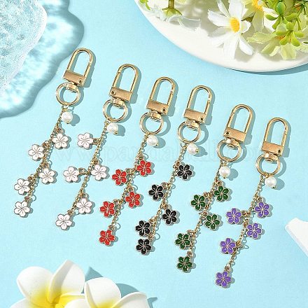 6шт сплав эмаль цветок кулон украшения HJEW-JM04044-1