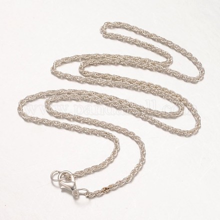 アイアン製ネックレス作り  ロープチェーン  合金カニカン付き  銀色のメッキ  24.8インチ X-MAK-K002-39S-1