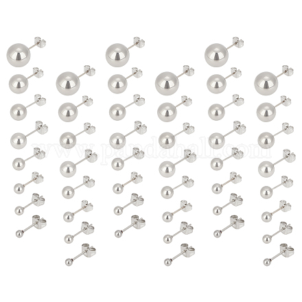 DICOSMETIC 48Pcs 8 Style 304 Stainless Steel Ball Stud Earrings EJEW-DC0001-06-1