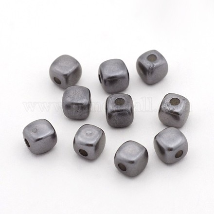 Opaque ABS Plastic Imitation Pearl Cube Beads MACR-M016-20-1