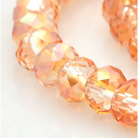 Chapelets de perles en rondelles facettées en verre électrolytique plaqué couleur AB GLAA-A024D-AB09-1