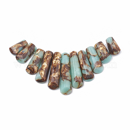 Brins de perles de bronzite et aqua terra synthétiques assemblés G-S326-005-1