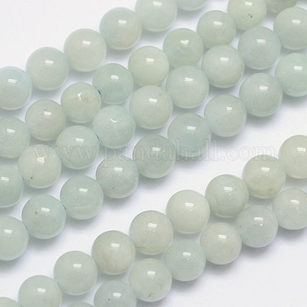 Aguamarina natural de hebras de perlas reronda G-I155-02-6mm-1