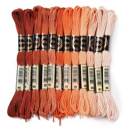 12 かせ 12 色 6 層ポリエステル刺繍糸  クロスステッチの糸  グラデーションカラー  オレンジ  0.5mm  約8.75ヤード（8m）/かせ  12 かせ/セット OCOR-M009-01B-07-1