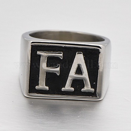 Personalized Retro Men's 316 Stainless Steel Wide Band Finger Rings RJEW-J066-19-19mm-1