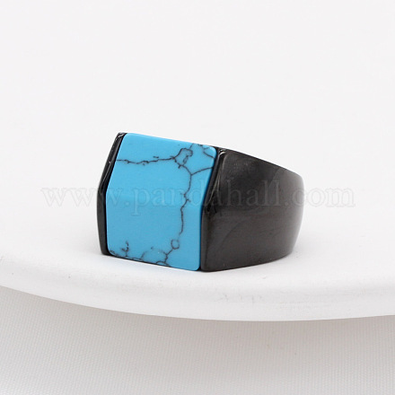 Bague rectangle synthétique turquoise FIND-PW0021-08F-EB-1