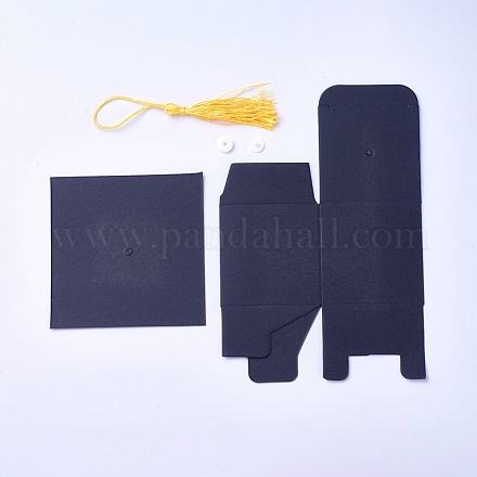 Cajas de regalo con forma de gorro de graduación de papel cartón CON-WH0068-02-1