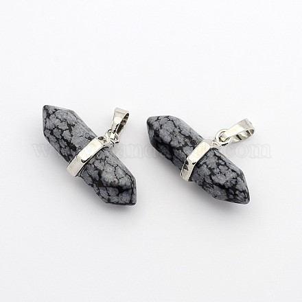 Natural & Snowflake Obsidian Double Terminated Pointed Pendants G-F177-13-1