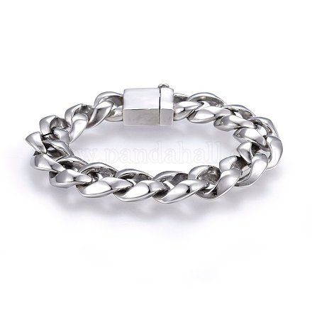 304 bordillos de acero inoxidable pulseras cadenas BJEW-E346-15P-1