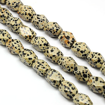 Natur Dalmatiner Jaspis facettierten Raute Perlen Stränge G-L235-12-1